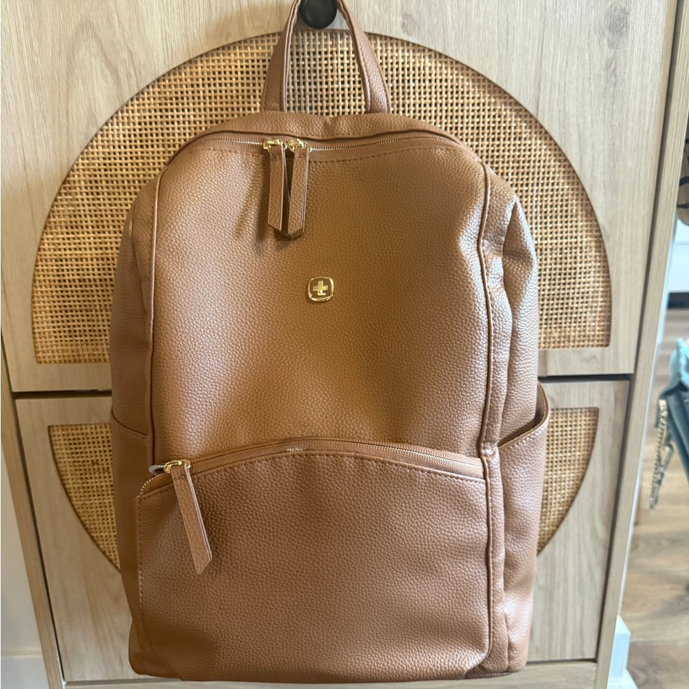 SwissGear Tan Leather Backpack